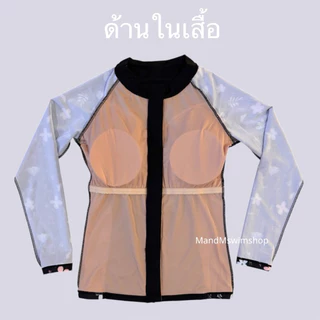 ชุดว่ายน้ำผู้หญิงซิปหน้าแขนยาวกันยูวีใส่คู่กับกางเกงขาสั้นทรงสปอร์ตสองชั้น หรือกางเกงว่ายน้ำขายาว M-5XL
