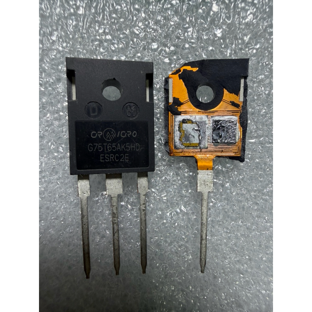 IGBT G75T65AK5HD 75A 650V สำหรับวงจรอินเวอร์เตอร์/ววจรเครื่องเชื่อม มือ 1 มีรอยเล็กน้อย