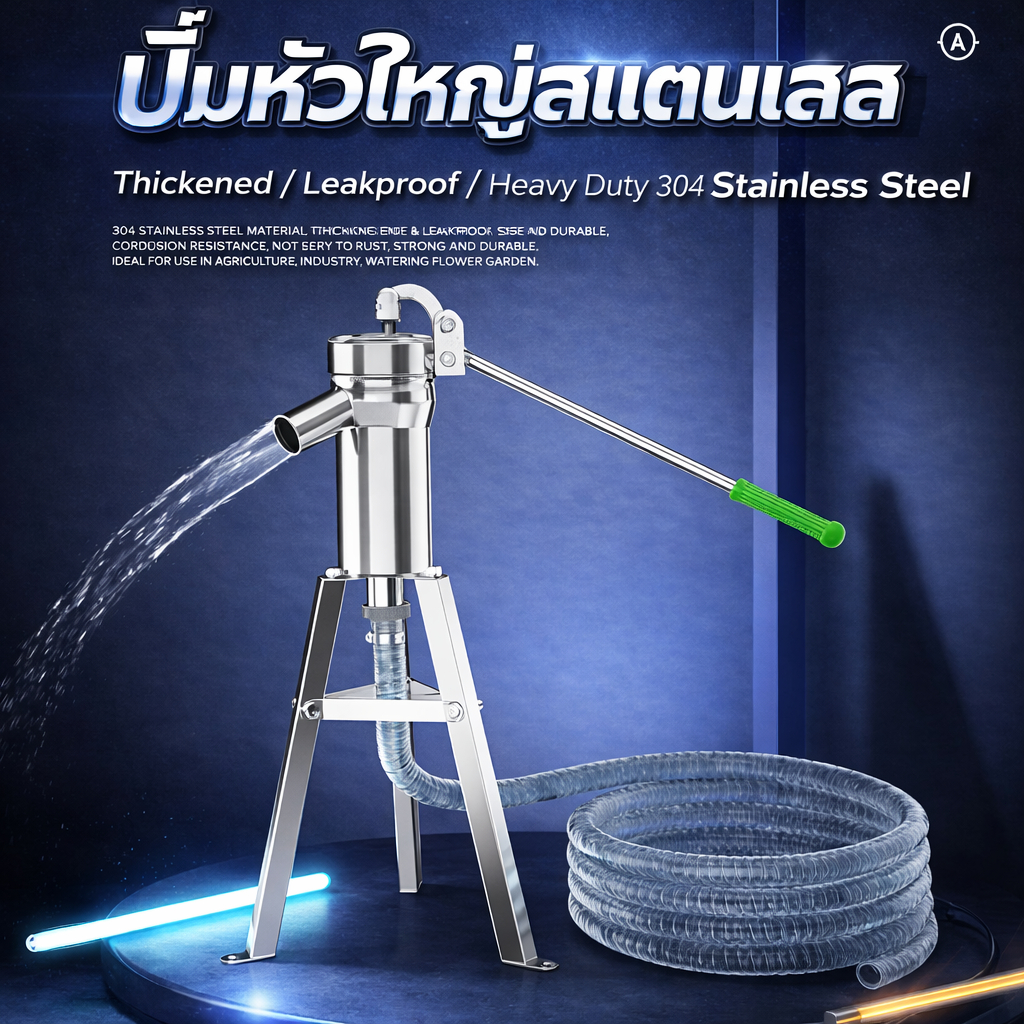 Stainless Steel Manual Well Pump ปั๊มน้ำมือโยก ดูดน้ำจากบ่อบาดาล สำหรับบ้านและสวน โครงสร้างหนา แข็งแรงทนทาน(สินค้าขายดี)