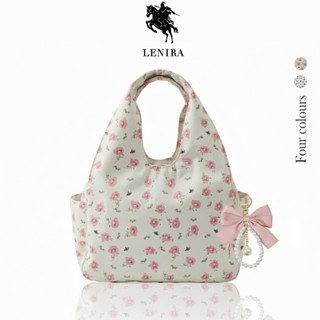 ส่งด่วน Lenira (B2583) กระเป๋าถือใบเล็กลาย ดอกไม้ ผ้าแคนวาส