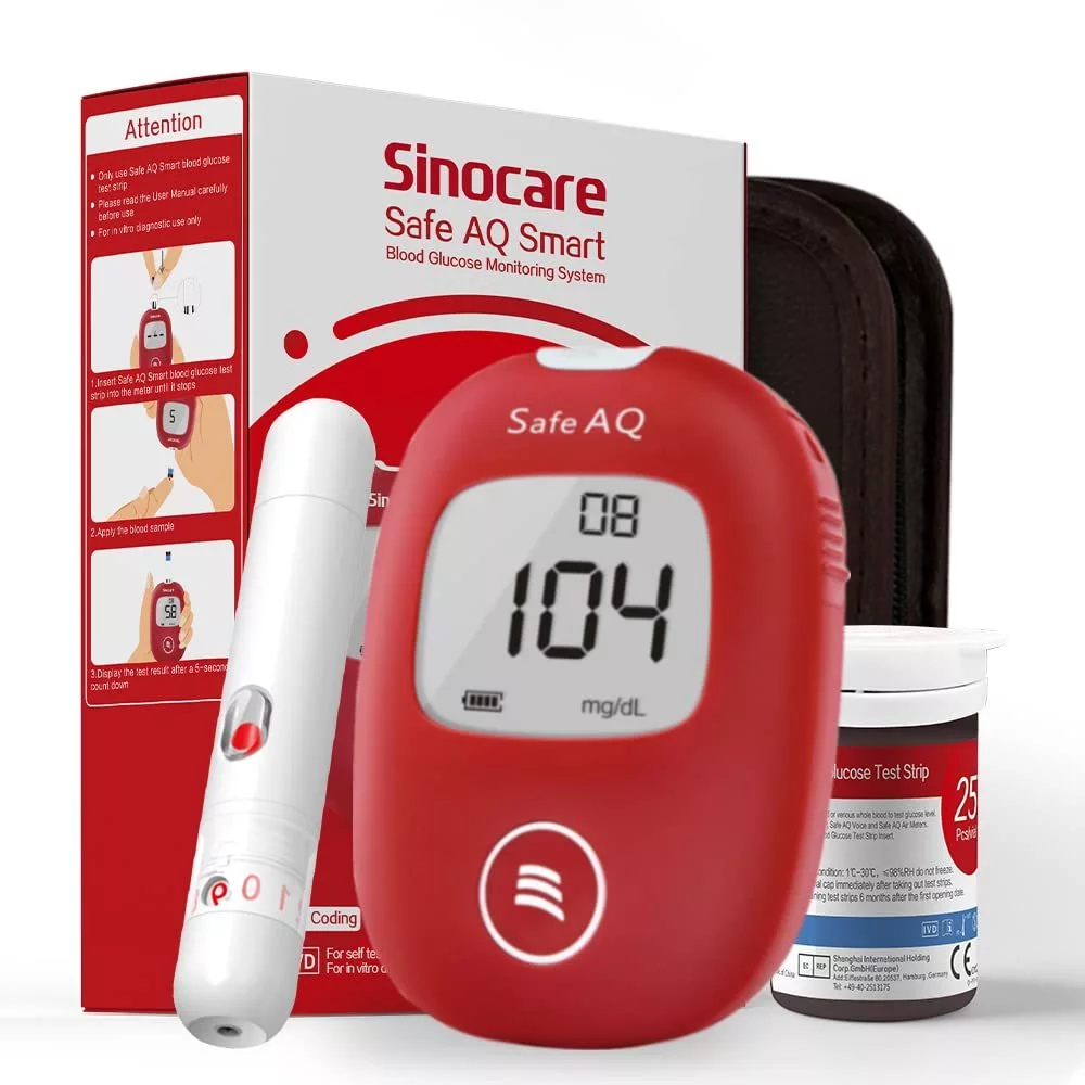 แถบทดสอบน้ำตาลในเลือด Sinocare+สำหรับใช้กับเครื่องตรวจน้ำตาลในเลือด ใช้ในบ้าน