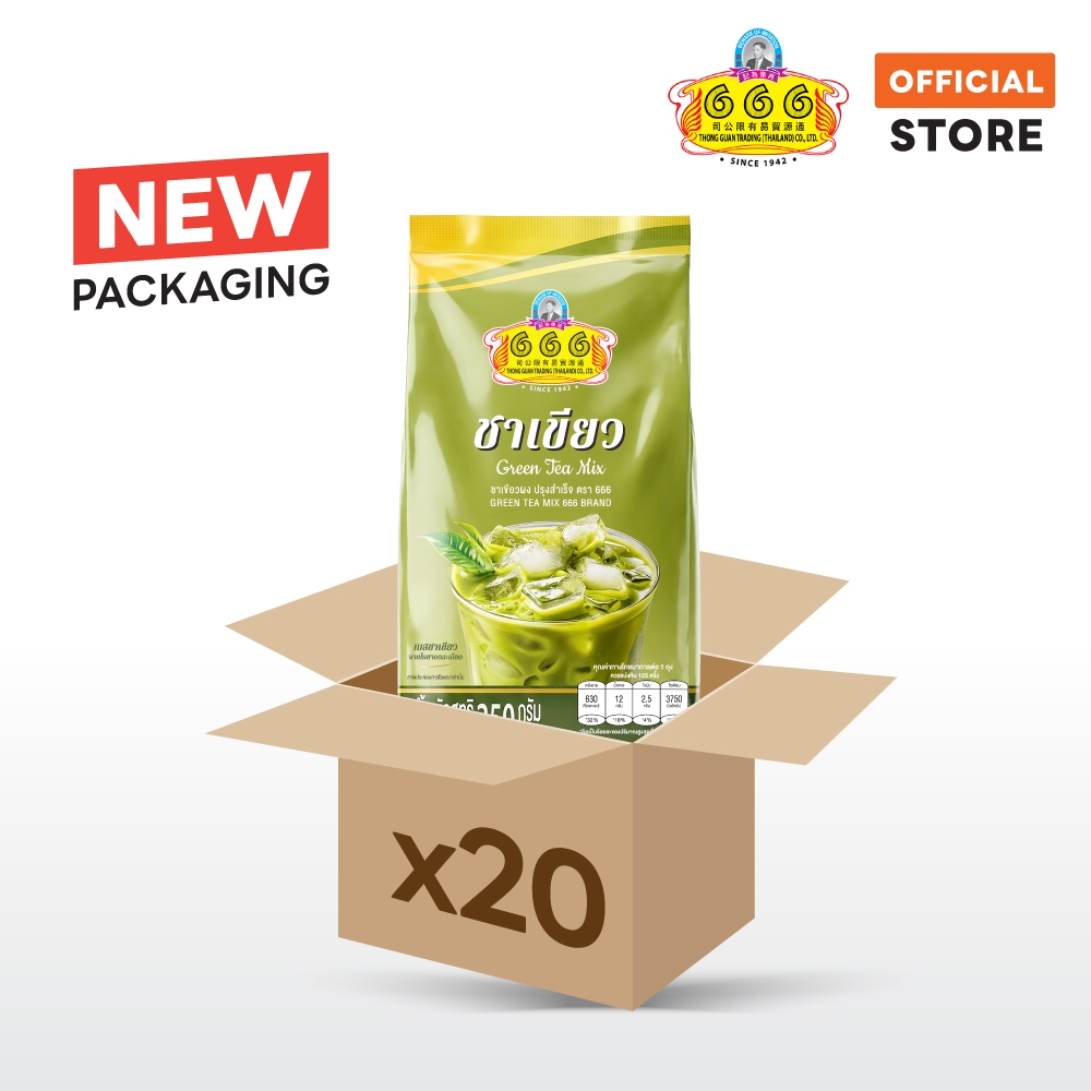 (ยกลัง)666 ชาเขียวผงปรุงสำเร็จ ขนาด 250 กรัม (Green Tea Mix 250g carton)