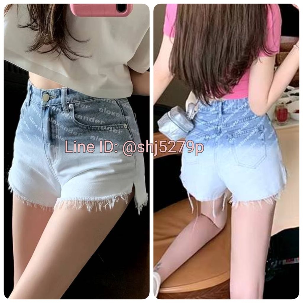 กางเกงยีนส์ขาสั้นไล่สี Alexander Wang