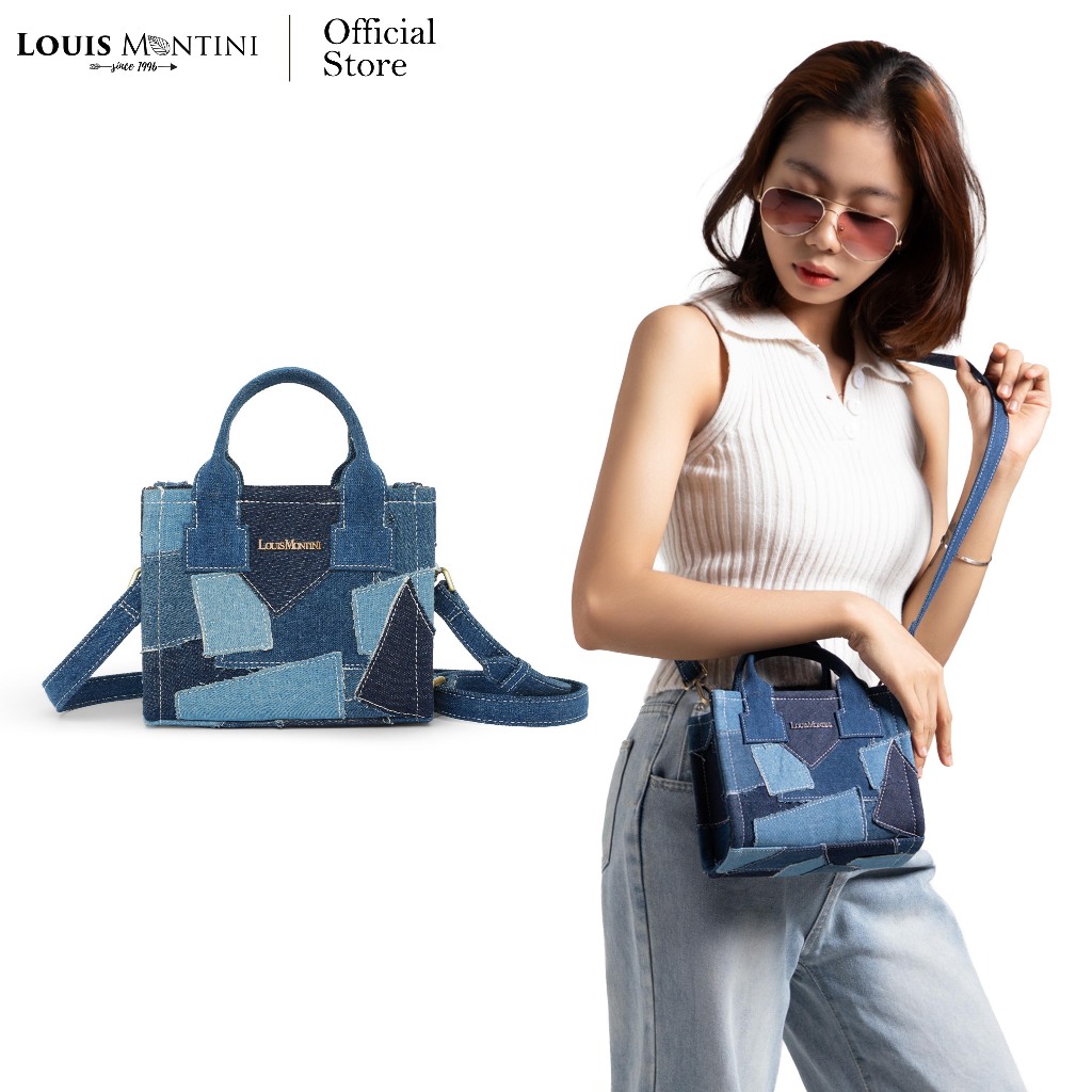 Louis Montini (Patchwork) กระเป๋าถือสะพายข้างผ้ายีนส์ JEAN07 – โปรปัง