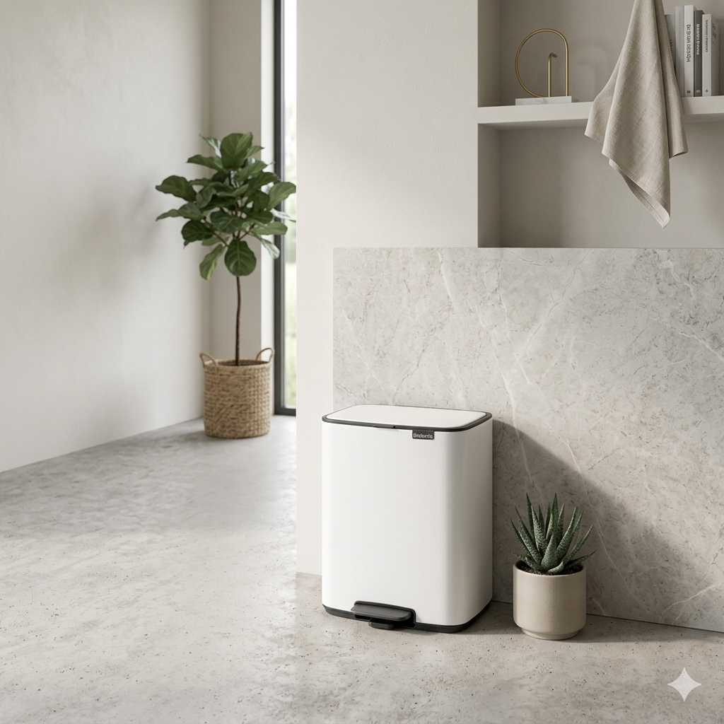Brabantia ฺ ถังขยะสแตนเลส BO Pedal bin ทรงสี่เหลี่ยมขนาด 7 ลิตร ดีไซน์ประหยัดพื้นที่ ระบบ Soft Close