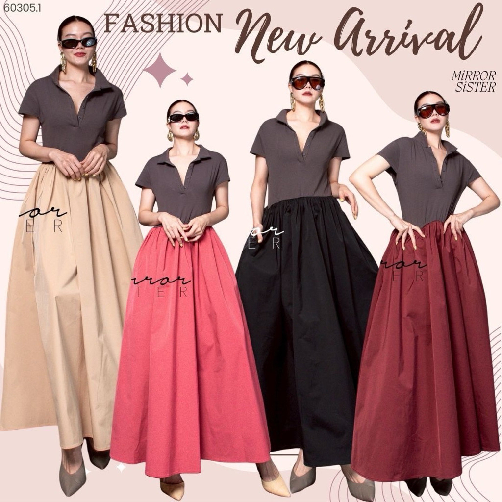 MirrorsisteR 60305.1 Maxi Dress 2 tone เดรส เนื้อผ้าพรีเมี่ยม
