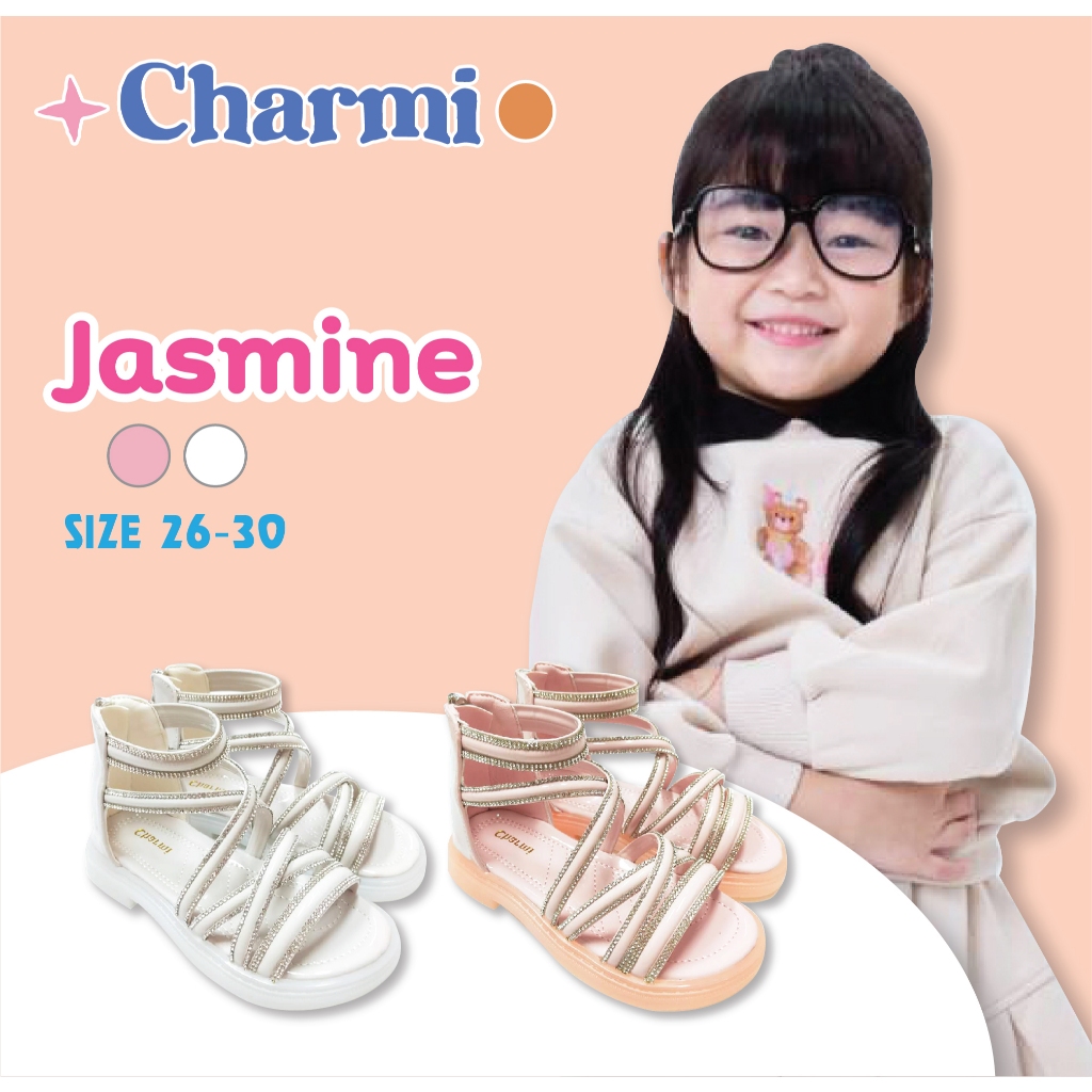 JASMINE - CHARMI รองเท้าแตะรัดส้นเด็กผู้หญิงประดับเพชร ไซซ์ 26-30