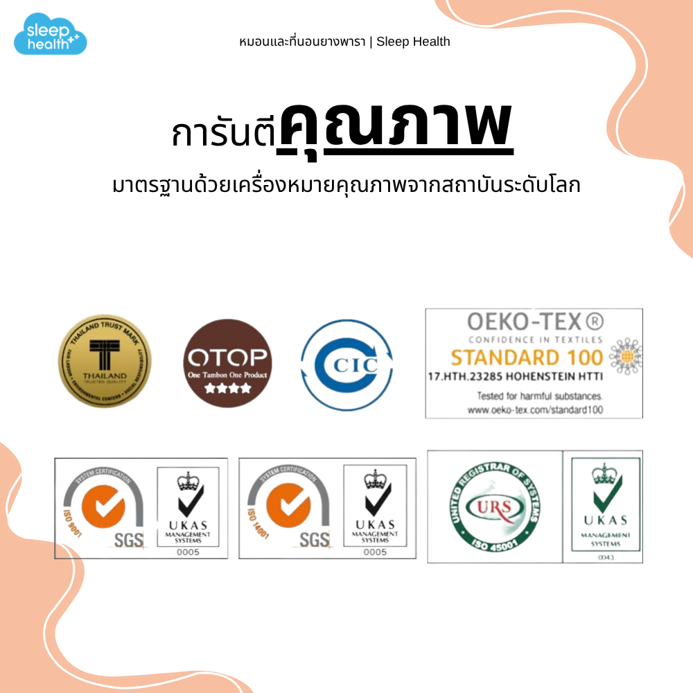 Sleephealth หมอนยางพาราเพื่อสุขภาพ รุ่น Durian มาพร้อมปลอกหมอน สีเทา เกรดส่งออกโรงแรม 5 ดาว ผ้ากันไรฝุ่นหนาทนทาน น้ำยาง ราคา ถูกที่สุด ดีลบีเคเค แกลเลอรีภาพที่ 9