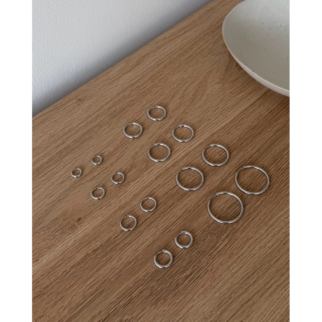 A.piece ต่างหูห่วง waterproof [stainless steel] Basic Hoop