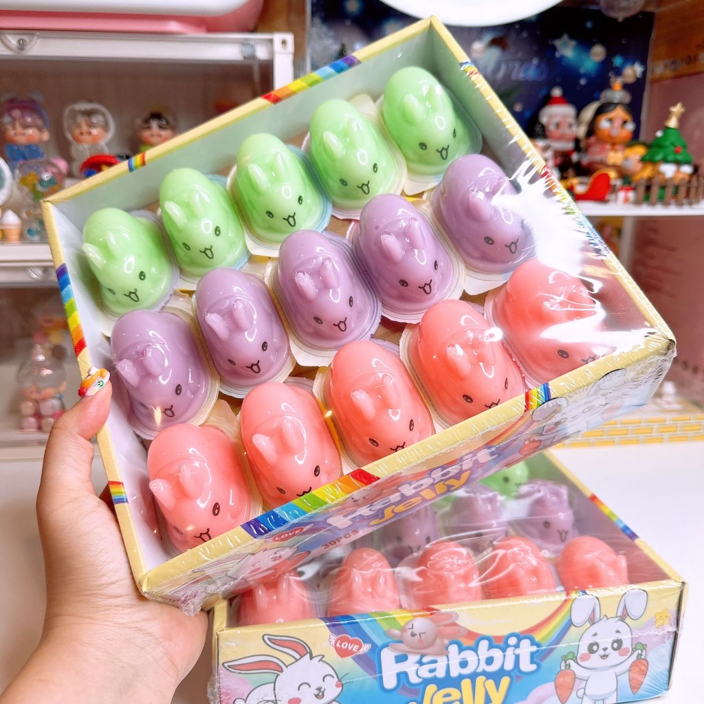 เยลลี่ เจลลี่ พุดดิ้ง กระต่าย แรบบิท รสผลไม้ 3 สี (1 กล่อง 30 ชิ้น)