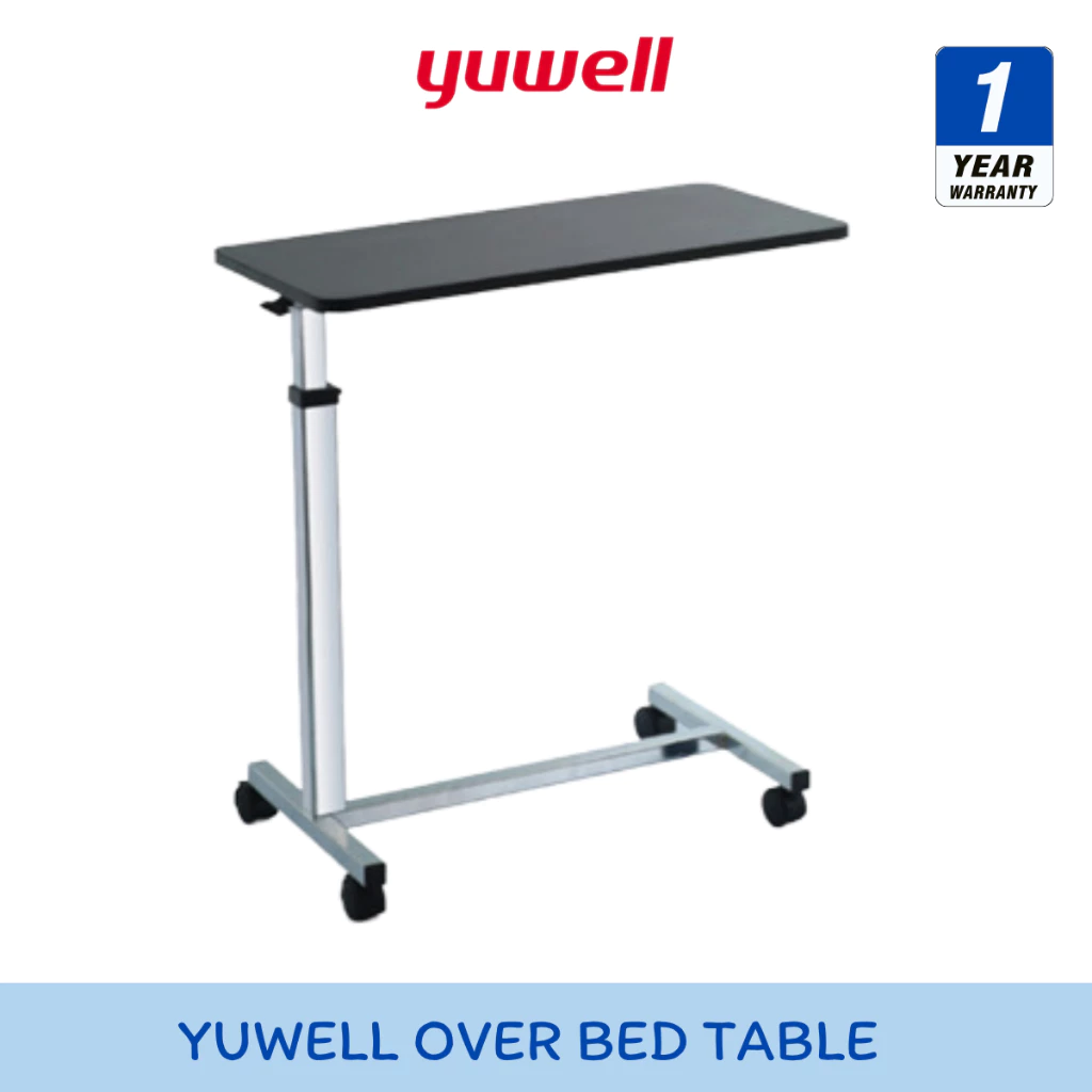 Yuwell Over Bed Table โต๊ะคร่อมเตียง โต๊ะอาหารอเนกประสงค์ ปรับความสูง ล้อล็อกได้ (YU610/YU612) [รับประกัน 1 ปี]