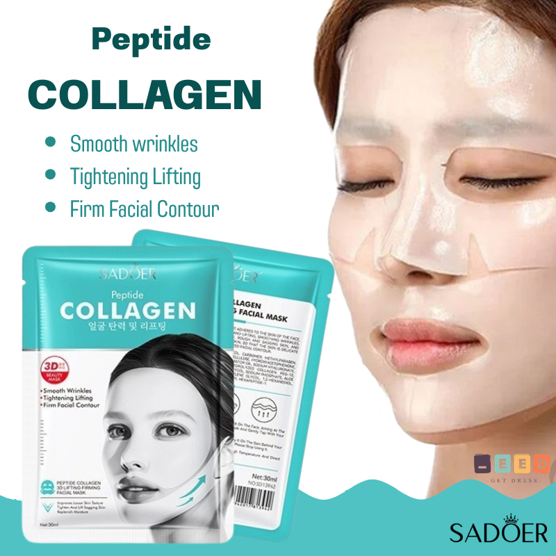SADOER collagen มาส์กหน้าไบโอคอลลาเจน ให้ความชุ่มชื้น,กระจ่างใส,กระชับ,ต่อต้านริ้วรอย-หน้ากากเจลไฮโดรเจล 1/3/5 ชิ้น