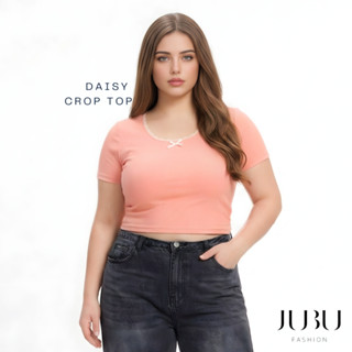 Daisy Crop Top เสื้อครอปผ้าร่อง สีพื้น/ลายดอก เสื้อสาวอวบ อก…
