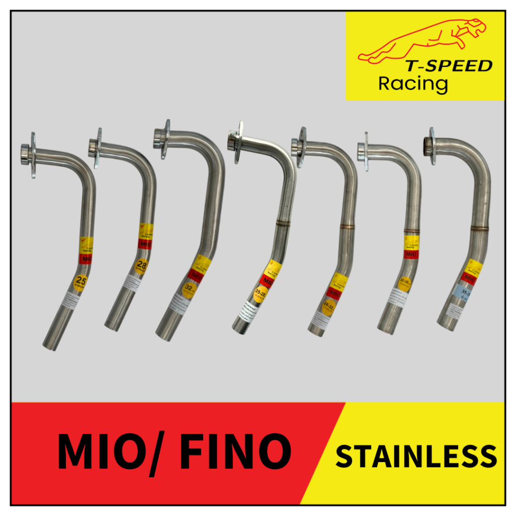 [ฟรีประเก็นปากท่อ] คอท่อ Yamaha Mio Fino สแตนเลส 304 Size 25/ 25-28/ 28/ 28-32/ 32/ 32-35/ 35-38 mm.