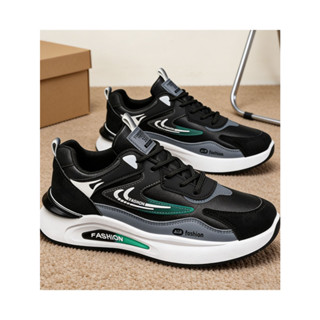 รองเท้าผ้าใบผู้ชายทรงหนาแบบสีตัดกัน เสริมส้น เพิ่มความสูง รอ…