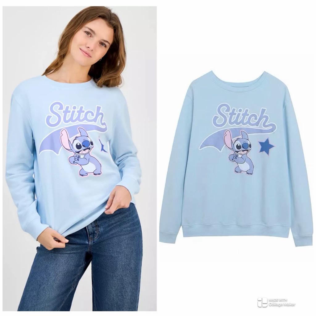Stitch light blue sweatshirt 🧊 งานแท้ 🧊 สติช สเวตเตอร์ Disney แท้ 💯% (TS699)Flr.3