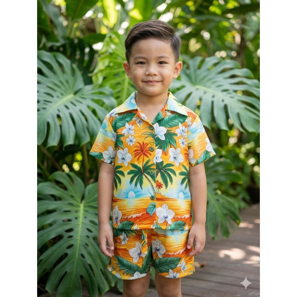 พร้อมส่งในไทย ชุดฮาวายเด็ก ได้ทั้งเสื้อและกางเกง