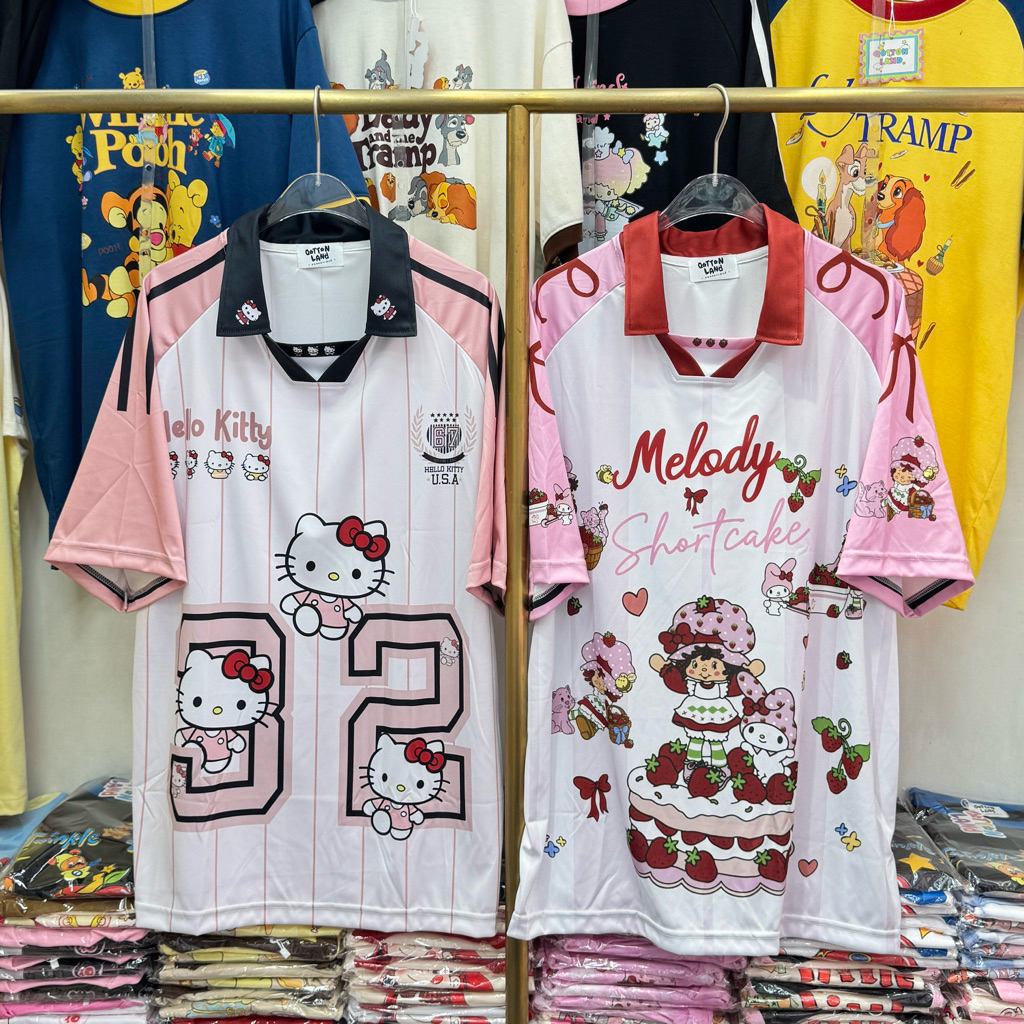 เสื้อยืดโอเวอร์ไซส์ ผ้ากีฬา Jersey QL ลายช็อตเค้ก/คิตตี้