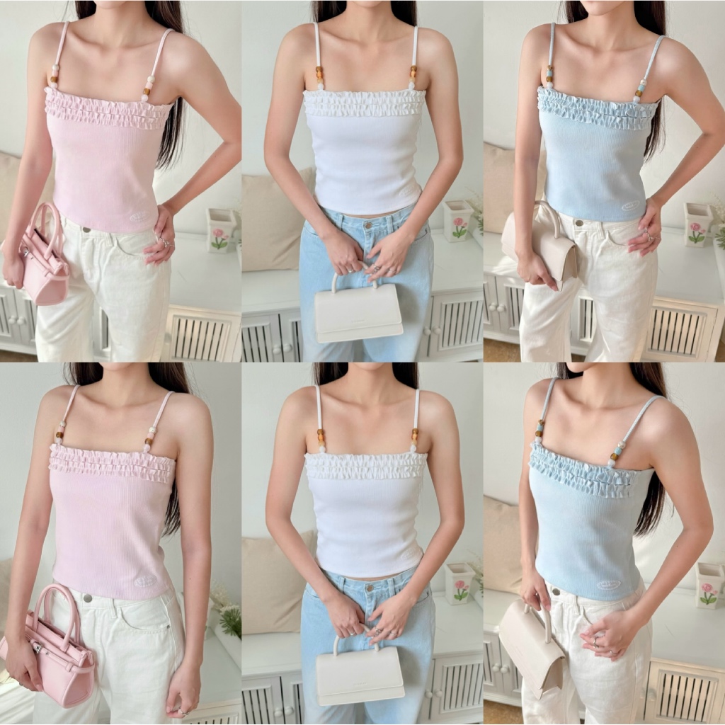 Maria top : เสื้อสายเดี่ยวลูกปัด  ( อ่านไซส์ก่อนสั่งทุกครั้งนะคะ )