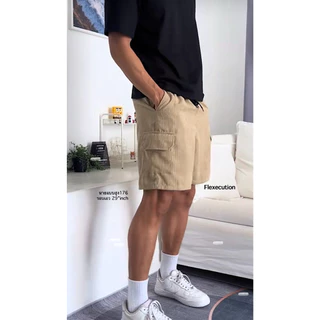 กางเกงขาสั้นคาร์โก้ ผ้าลูกฟูก (Free Size 26-34) กางเกงขาสั้นผู้ชาย-หญิง สไตล์วินเทจ แมตช์ง่าย