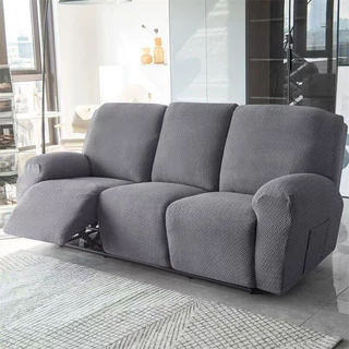 Sofa Recliner คลุมปลอกหมอนอิงโซฟาเก้าอี้พักผ่อนสีทึบ1/2/3/4ที่นั่งโซฟาเนื้อใบไม้กันน้ำ