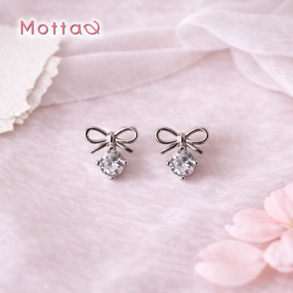 Motta Earring ต่างหูติดหูชุบทองคำขาว ดีไซน์สวย สไตล์แฟชั่น