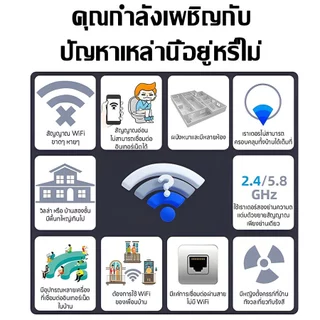 【รับประกัน 5ปี】ตัวดูดสัญญาณ 5Ghz ผ่านผนังเร็วสูง 6เสาอากาศ คลุมสัญญาณทั้งห้อง ตัวขยายสัญญาณ ตัวดึงสัญญาณ WiFi Repeater