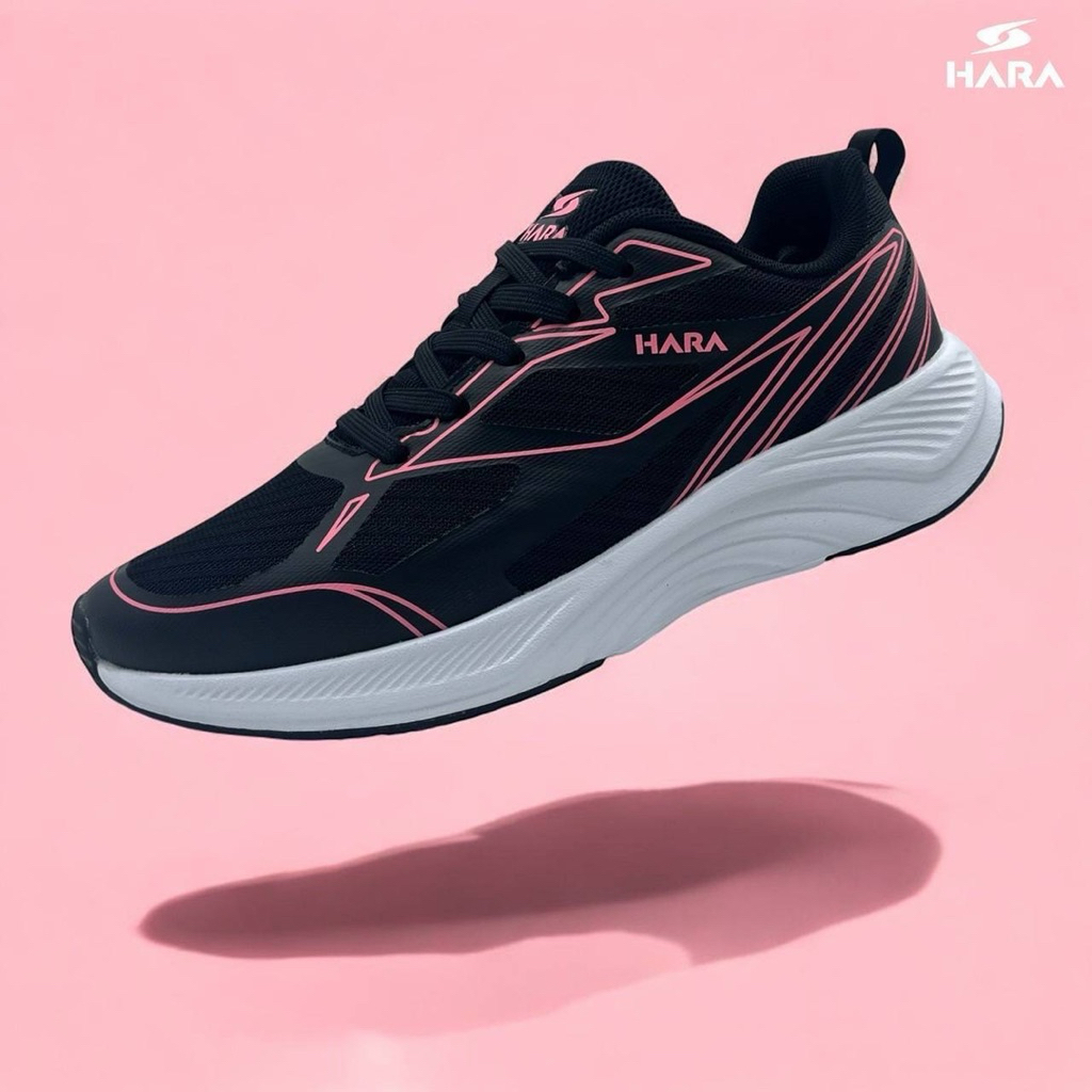 HARA Running รองเท้าวิ่งหญิง รองเท้าผ้าใบ  รหัสรุ่น J99 สีดำชมพู