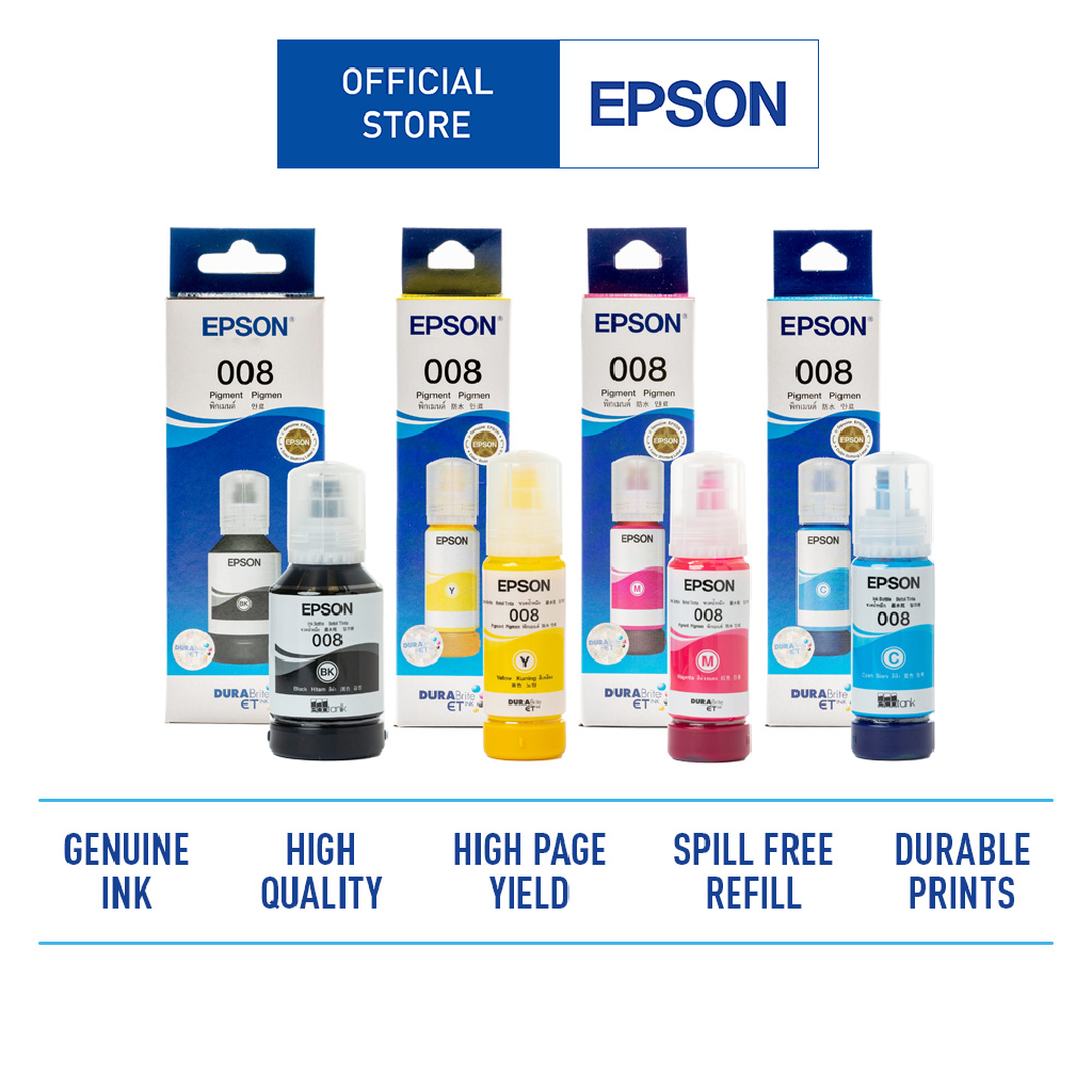 Epson หมึกเบอร์ 008 Black / Cyan / Magenta / Yellow ink bottle (Pigment)