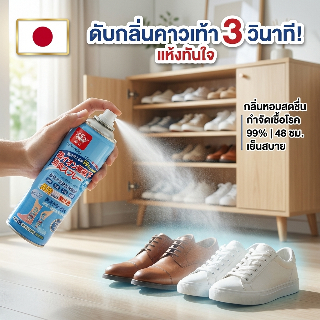 สเปรย์ดับกลิ่นรองเท้า สเปรย์ดับกลิ่นเท้าและรองเท้า สเปรย์ดับกลิ่นเท้า 260ML ระงับกลิ่นเท้า กลิ่นเท้า ระงับกลิ่น คันเท้า