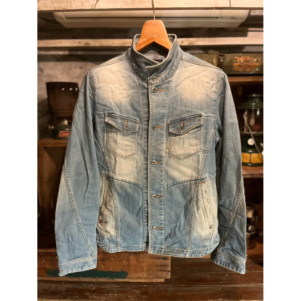 🔰[VINTAGE / WORKWEAR] แจ็คเก็ตยีนส์ทรงคอตั้ง NICOLE CLUB FOR MEN Denim Jacket – Standing Collar