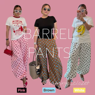 F89 กางเกงทรงบาร์เรลลายจุด Barrel polka dot