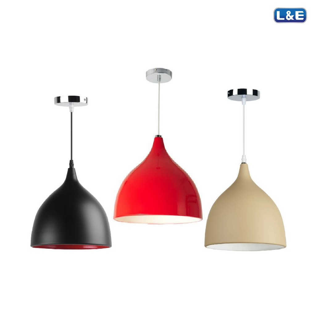 L&E โคมไฟตกแต่งแขวนเพดาน ขั้วหลอด E27 x 1  Series FEDORA รุ่น PSS24 (สีแดง, สีดำ, สีครีม) สไตล์ Modern