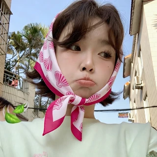 Miss_J พร้อมส่งจากกทม🎀ผ้าพันคอชีฟองทรงสี่เหลี่ยมจัตุรัสขนาด 70 ซม. ดีไซน์สวยงามและใช้งานได้หลากหลาย