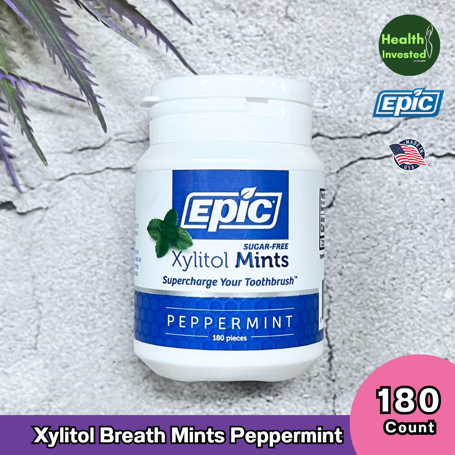 <Epic> Xylitol Breath Mints Peppermint 180 Count ลูกอมไซลิทอล