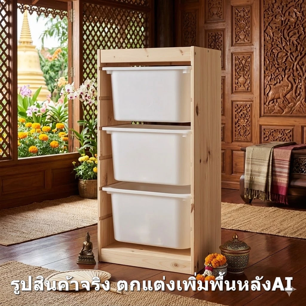 ชั้นวางสไตร์ TROFAST พร้อมกล่อง IKEA TROFAST เลือกสีได้
