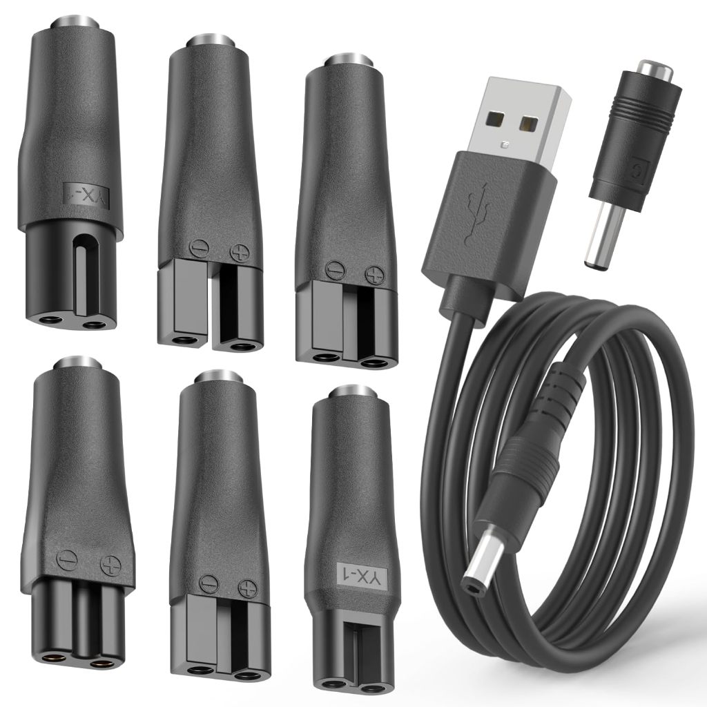 สายชาร์จ USB 5V แบบเปลี่ยน 7 ชิ้น สำหรับปัตตาเลี่ยน เครื่องโกนหนวด เครื่องโกนเครา เครื่องสำอางค์