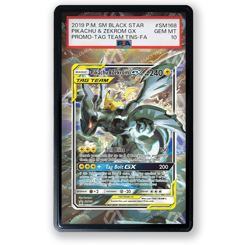 Pikachu & Zekrom GX #SM168 Pokemon Promo / #101 Pokemon Japanese Tag Bolt Extended Art For PSA