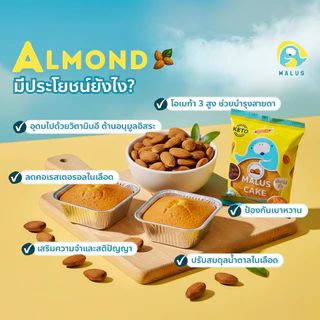 Malus Keto คีโต เค้กอัลมอนด์ เค้กนางฟ้า ไร้แป้ง ไร้นํ้าตาล เจ อัลมอนด์อเมริกา Almond Cake Vegetarian