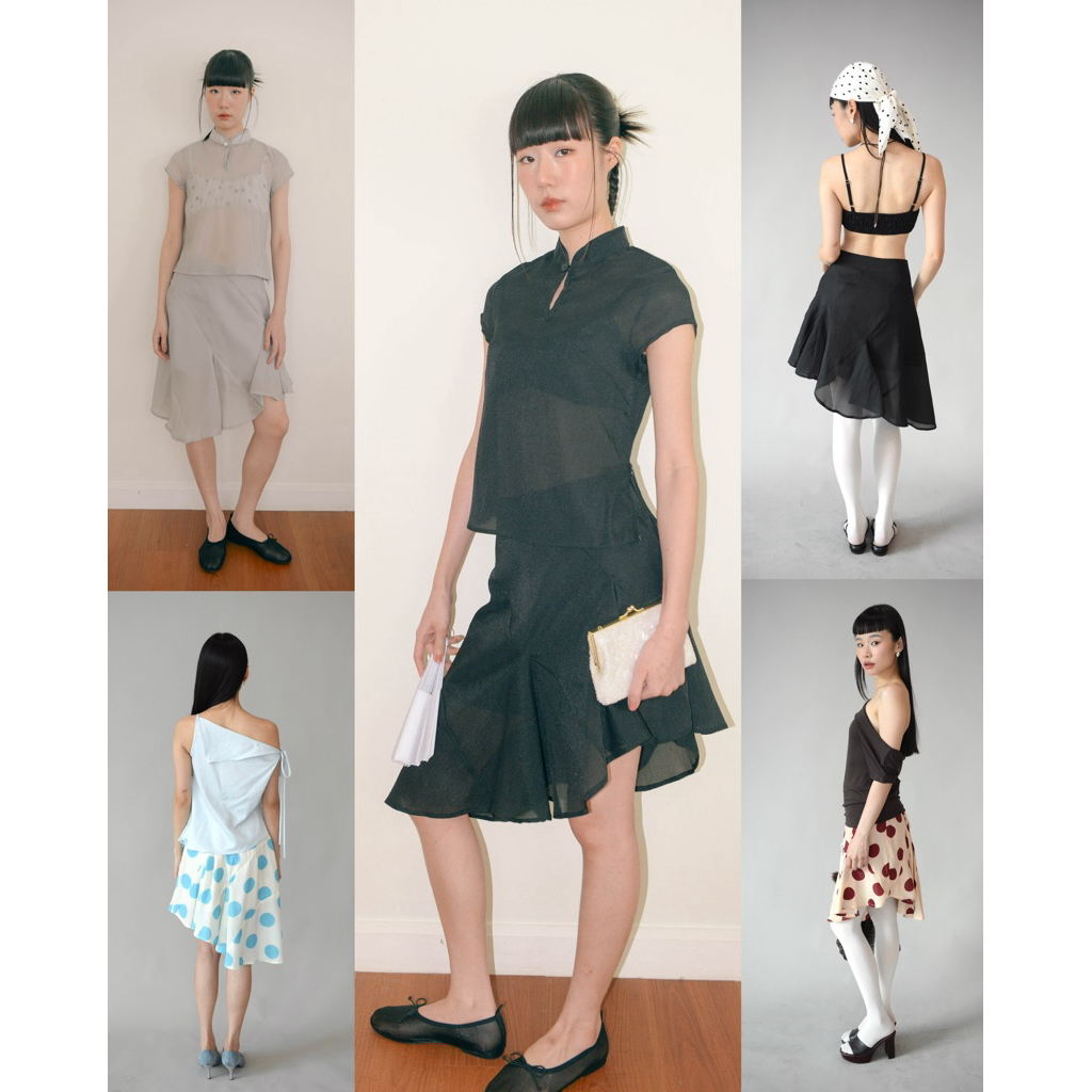 Hansel skirt - Highestjump กระโปรงจีบเฉียงซับใน แนะนำ (พร้อมส่ง)