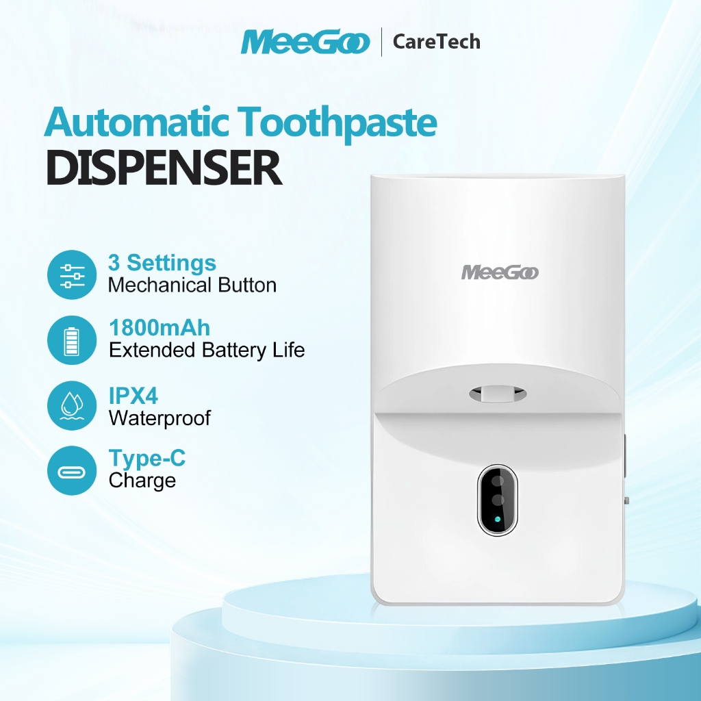 MeeGoo Automatic Toothpaste Dispenser เครื่องบีบยาสีฟันอัตโนมัติ ชาร์จ Type-C 1800mAh ติดผนัง
