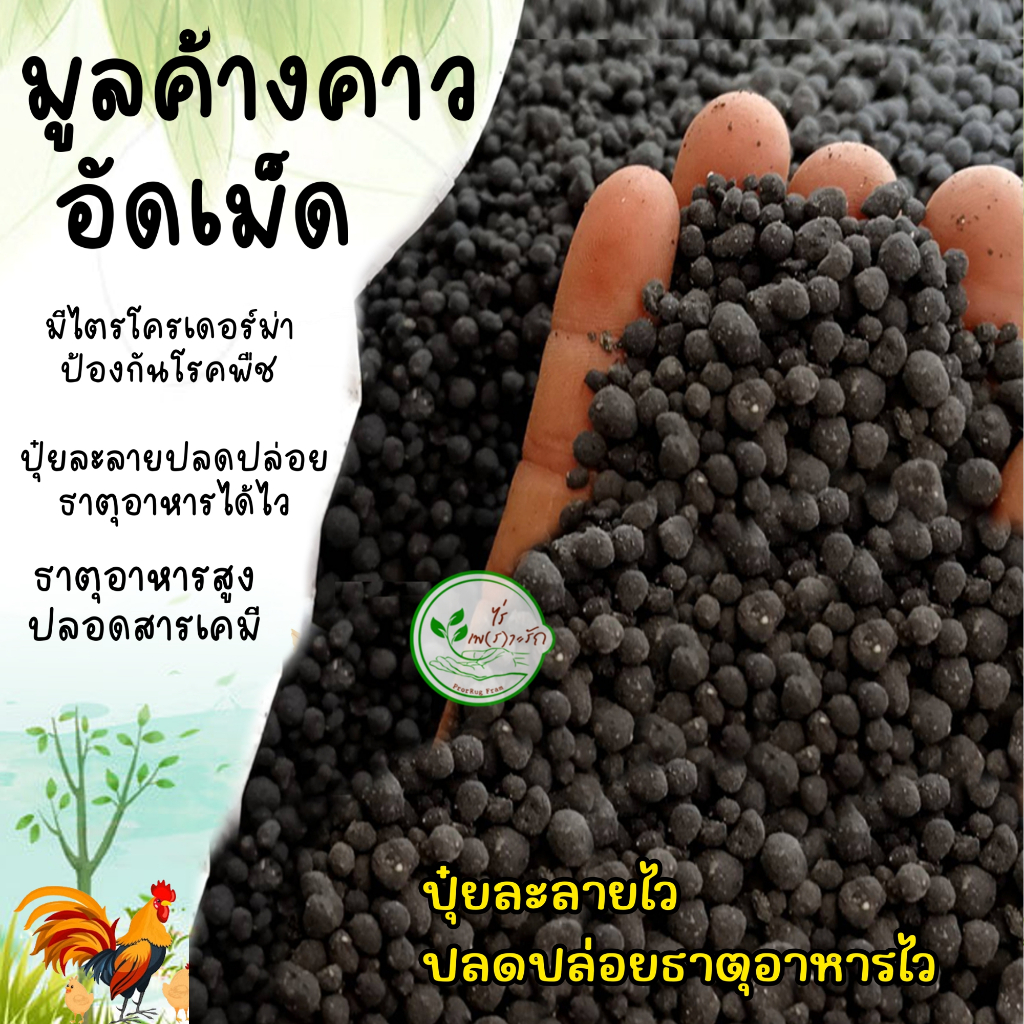 มูลค้างคาวอัดเม็ด เกรดA ละลายไวไร้กลิ่น** ผสมไตรโครเดอร์ม่า ** ขี้ค้างคาว บำรุงพืช ปรับปรุงดิน