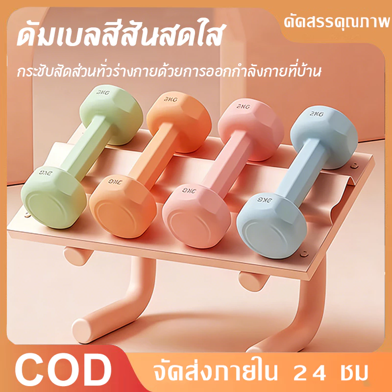 ดัมเบลฟิตเนส อุปกรณ์ออกกำลังกายบ้าน ฝึกกล้ามเนื้อ แขน หลัง ต้นแขน มี 3 ขนาด 1 กก. 2 กก. 3 กก.ดัมเบลขนาดเล็ก พกพาสะดวก
