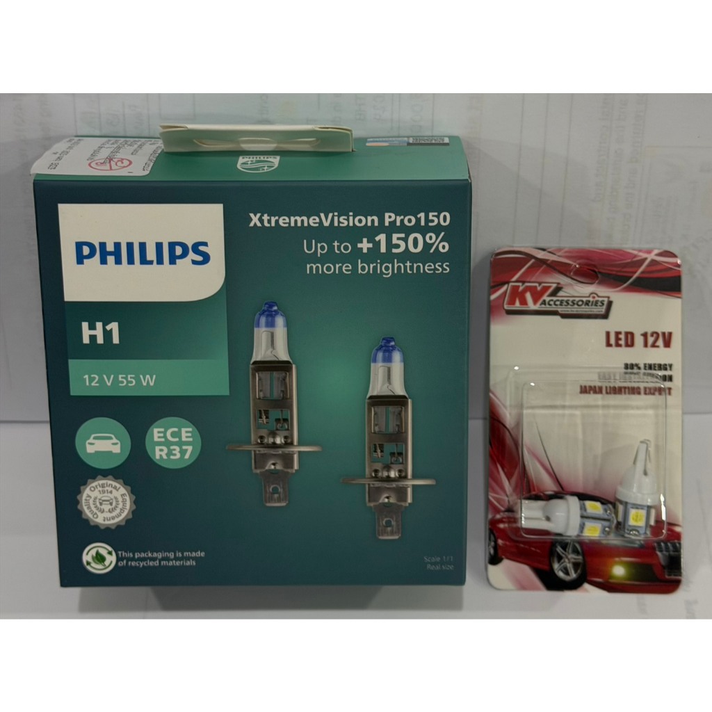 Philips หลอดไฟรถยนต์ X-tremeVision Pro150 H1