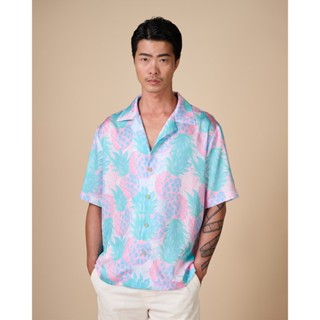 MAKAI เสื้อเชิ้ต เสื้อฮาวาย ผ้าไลโอเซลล์ ลาย PINK PINE Hawai…