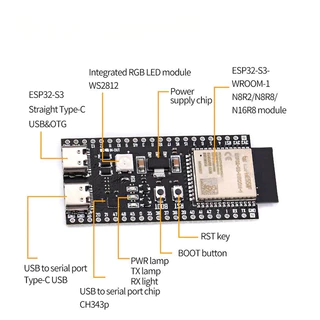 CB302 บอร์ด ESP32-S3 N16R8 แบบบัดกรีขา มีช่องเสียบเสาอากาศ ESP32-S3-DevKitC-1 WROOM-1-N16R8 ESP-32-S3 Soldering