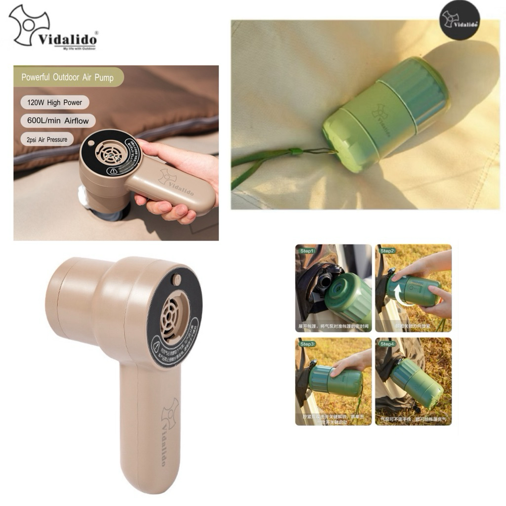 Vidalido Air Pump ปั๊มลมแรงดันสูง สำหรับเติมลม เต็นท์เสาลม และที่นอนสูบลม