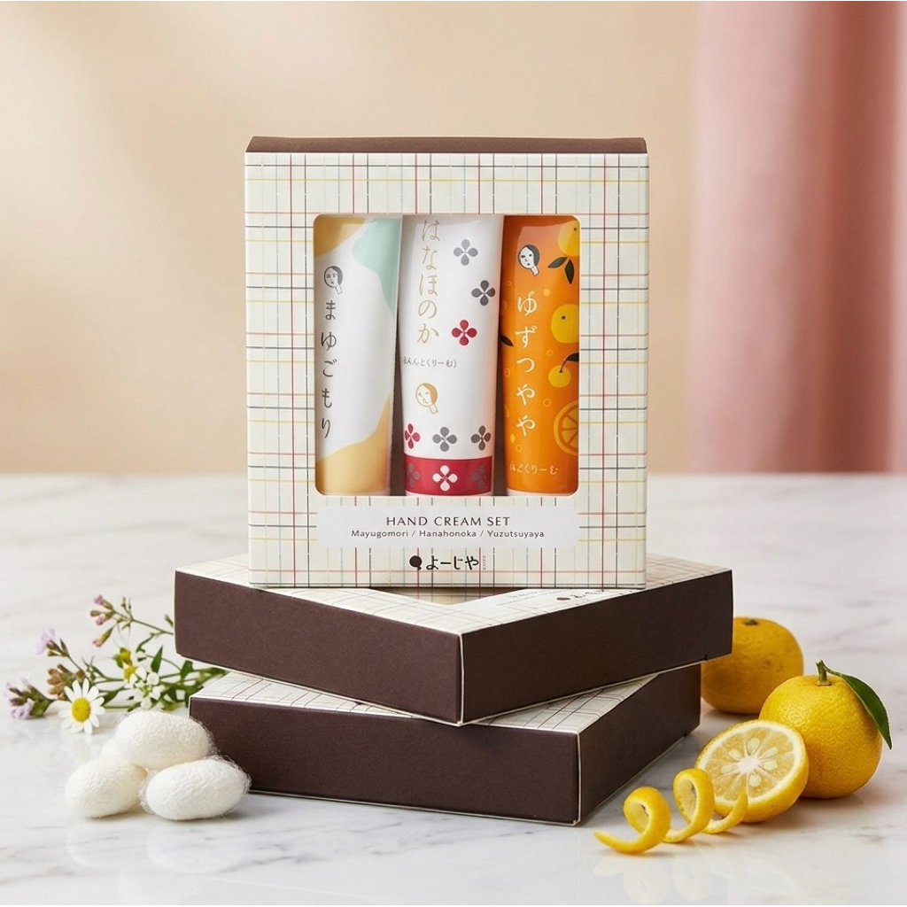Yojiya Hand Cream Set of 3 หลอด / 3กลิ่น เป็นแบรนด์เก่าแก่ชื่อดังจากเมืองเกียวโต ประเทศญี่ปุ่น