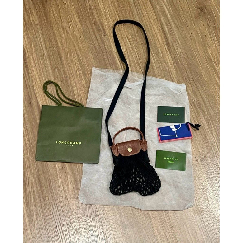 กระเป๋า Longchamp Le Pliage Filet Crossbody Bag XS Black ราคา 2,999 บาท อุปกรณ์ครบ