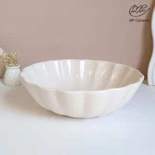 [ลดสูงสุด 80%] NP Ceramic จานเซรามิค จานเปลือกหอยสีครีม สวยหรูดูแพง